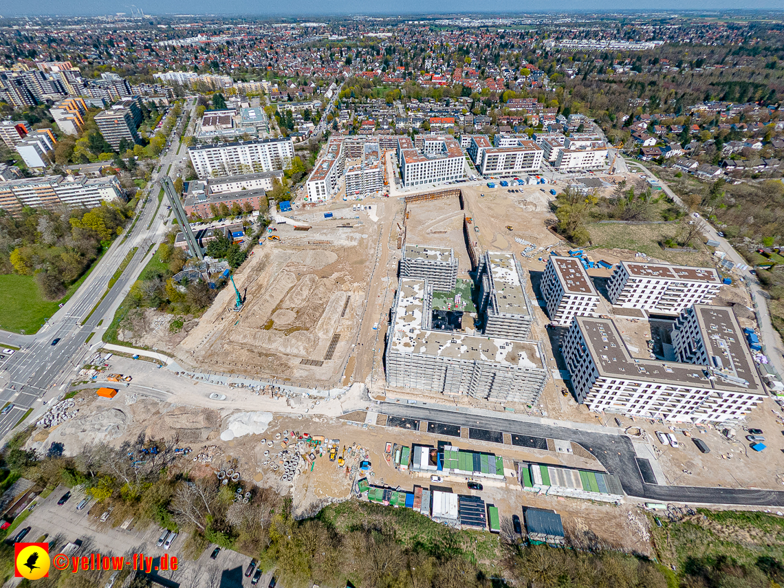21.04.2023 - Luftbilder von der Baustelle Alexisquartier und Pandion Verde in Neuperlach